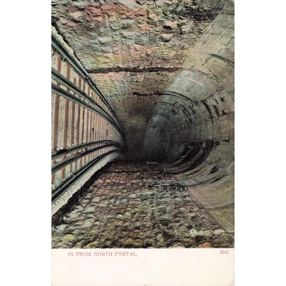 In From North Portal Tunnel Interior AC Bosselman 2047 Antique Postcard c1910